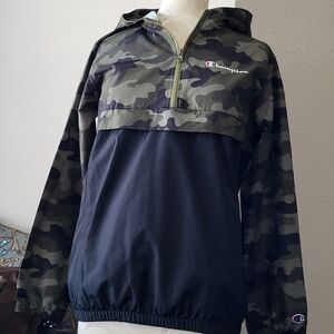 Champion Camo and Black Hooded Jacket